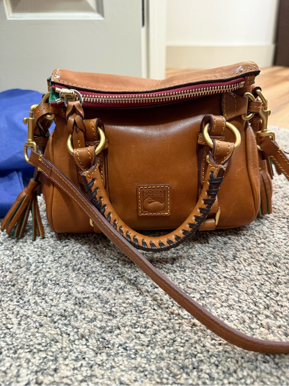 Dooney & Bourke Brown Leather Crossbody with Braided Handle